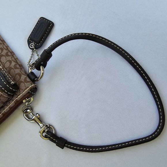 Coach Tan and Brown Wristlet Clutch - Picture 12 of 14